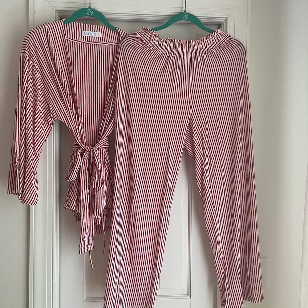 Red and White Striped Pajama Set